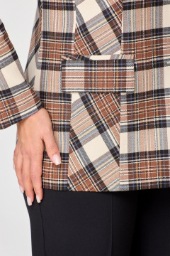 Жакет БелЭльСтиль 412-3 03 22 коричнево-бежевая клетка - фото 5