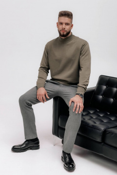 Свитер среднезауженный с длинным рукавом из трикотажа, с воротником-стойкой Полесье С3012-15 5С1749-Д43 170,176 полынь - фото 2