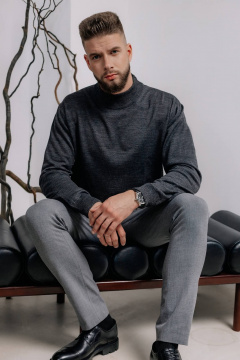 Демисезонный свитер из трикотажа с воротником-стойкой Полесье С3012-15 5С1749-Д43 170,176 т.асфальт - фото 3