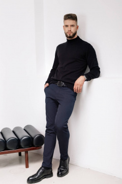 Демисезонный вязаный свитер с двойной стойкой и прямым силуэтом Полесье С3157-23 3С3214-Д43 170,176 глубокий_черный - фото 2