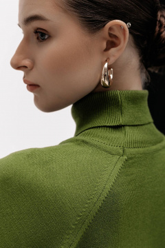 Демисезонный трикотажный зеленый свитер с высоким воротником Полесье С3433-17 7С1582-Д43 158,164 васаби - фото 5