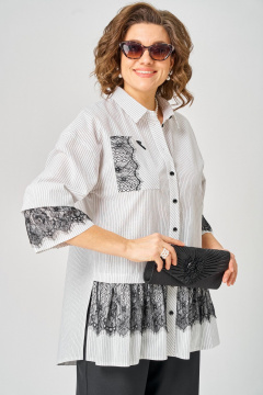 Блуза EVA GRANT 5002 белый_полоска - фото 5