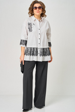 Блуза EVA GRANT 5002 белый_полоска - фото 4