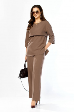 Блуза, брюки Taita plus 2607 какао+шоколад - фото 1