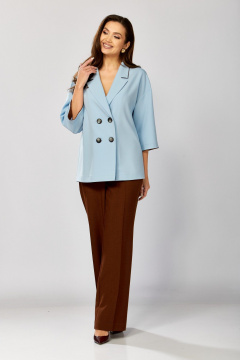 Брюки, жакет ZigzagStyle 630 голубой+коричневый - фото 2
