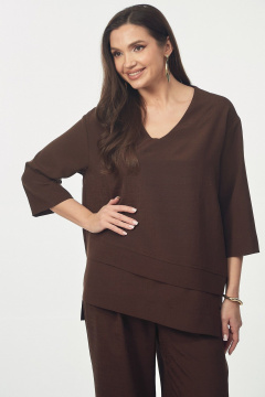 Блуза, брюки Your size 2273 шоколадно-коричневый - фото 2