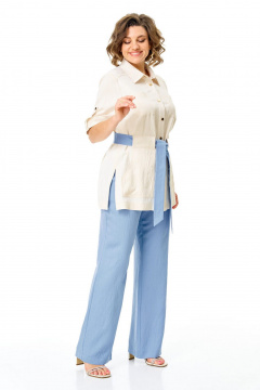 Брюки, жакет VI ORO VR-1265 молоко-голубой - фото 3