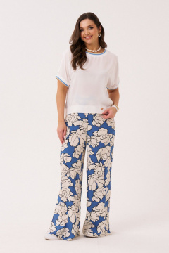 Блуза белая летняя свободная на каждый день из ткани Панда 149640w молочный - фото 1