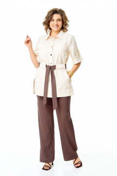 Брюки, жакет VI ORO VR-1265 молоко-шоколад - фото 4