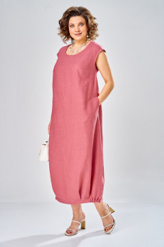 Платье, рубашка Диомант 2036 коралл/белый - фото 5