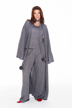 Брюки, кардиган, топ ELLETTO 5339 серый - фото 1