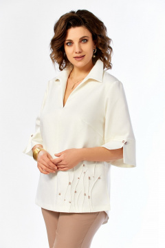 Блуза, брюки Ольга Стиль С-987 молочно-коричневый - фото 5