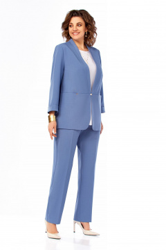 Блуза, брюки, жакет Ольга Стиль С-1000 синий - фото 2