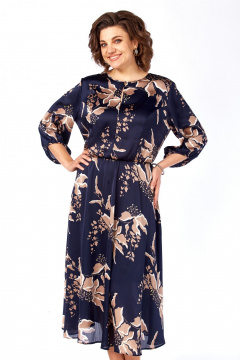 Платье Элль-стиль 2457 темно-синий_кофе_принт - фото 5
