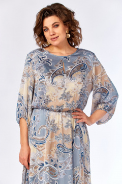 Платье Элль-стиль 2457/1 бежево-голубое - фото 4