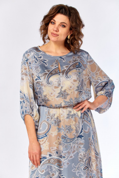 Платье Элль-стиль 2457/1 бежево-голубое - фото 3