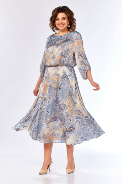 Платье Элль-стиль 2457/1 бежево-голубое - фото 2