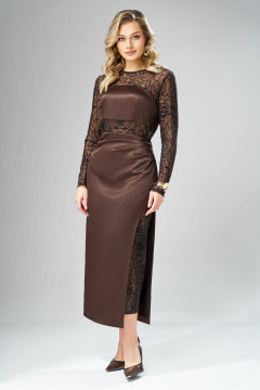 Платье Ольга Стиль С-1003 шоколадный - фото 4