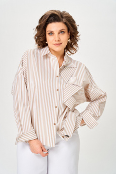 Блуза Michel chic 798 полоска_бежевая - фото 2