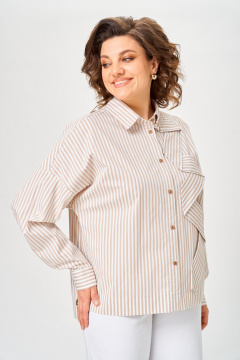 Блуза Michel chic 798 полоска_бежевая - фото 4