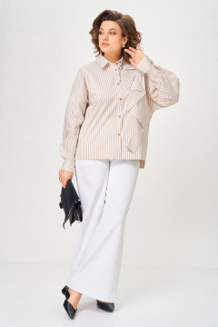 Блуза Michel chic 798 полоска_бежевая - фото 3