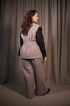 Брюки, жилет, галстук ALIN 6005.1 тёмный_беж_в_полоску - фото 2