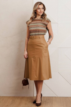 Жакет, топ, юбка Мода Юрс 26-2850 кэмел - фото 3
