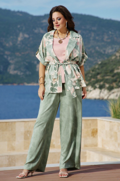 Блуза, брюки, жакет Vittoria Queen 27913 зеленый-меланж - фото 1