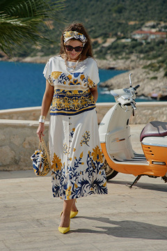 Блуза, юбка Vittoria Queen 28303 молочный_принт - фото 2