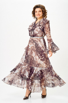 Платье ANASTASIA MAK 1280 бежево-коричневый - фото 5