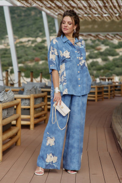 Блуза, брюки Vittoria Queen 28843 синий-меланж - фото 1