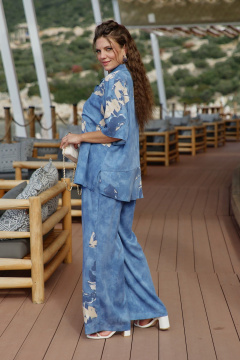 Блуза, брюки Vittoria Queen 28843 синий-меланж - фото 5