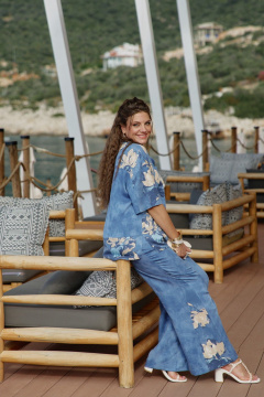 Блуза, брюки Vittoria Queen 28843 синий-меланж - фото 4