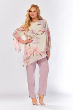 Блуза, брюки Элль-стиль 2459 пудрово-бежевый - фото 1