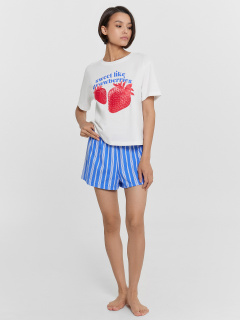 Футболка, шорты Mark Formelle 592536/24-33963ПК-5 белый_полоска_на_лазурном_3_сл_на_пол - фото 1