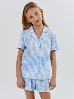 Рубашка, шорты Mark Formelle 567745/25-39632ПП-0 голубая_клетка_с_цветами - фото 1