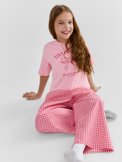 Брюки, футболка Mark Formelle 567749/25-39521ПП-14 розовый_розовая_клетка_3_сл_на_пол - фото 1