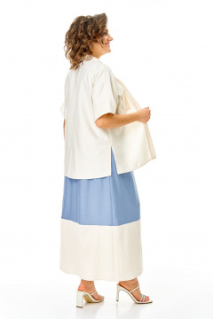 Блуза, платье VI ORO VR-1256 голубой-молочный - фото 5