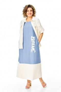 Блуза, платье VI ORO VR-1256 голубой-молочный - фото 2