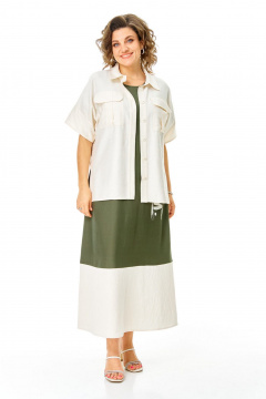 Блуза, платье VI ORO VR-1256 олива-молочный - фото 1