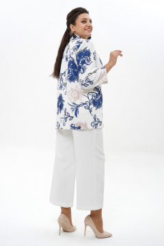 Блуза, брюки, жакет Alani Collection 2500 бело-синий - фото 5
