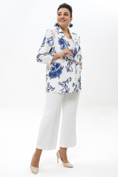 Блуза, брюки, жакет Alani Collection 2500 бело-синий - фото 3