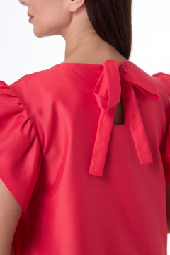 Полуприлегающее платье из льняной ткани с воланами Anelli 715 красный - фото 4