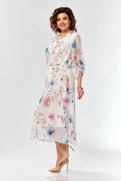 Платье Элль-стиль 2463 белый_принт_цветы - фото 4