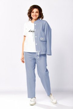 Брюки, бомбер, топ Милора-стиль 1444 голубой - фото 2