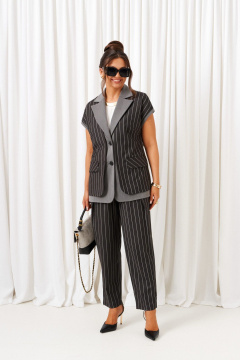 Блуза, брюки, жилет Beautiful&Free 6434 темно-серый - фото 1