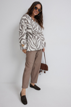 Брюки, жакет Магия моды 2698 коричневый/молочный - фото 1