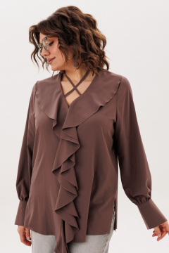 Блуза Anelli 1679 молочный-шоколад - фото 3