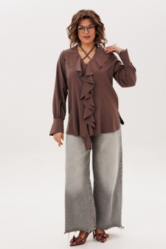 Блуза Anelli 1679 молочный-шоколад - фото 2