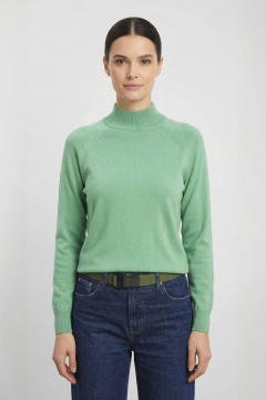 Демисезонный свитер прямого силуэта реглан с двойной стойкой Полесье С3316-15 5С1754-Д43 170,176 малахитовый_зеленый_16-5917 - фото 3